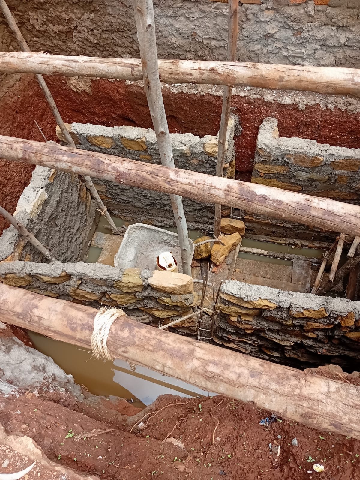Underground water tank under construction