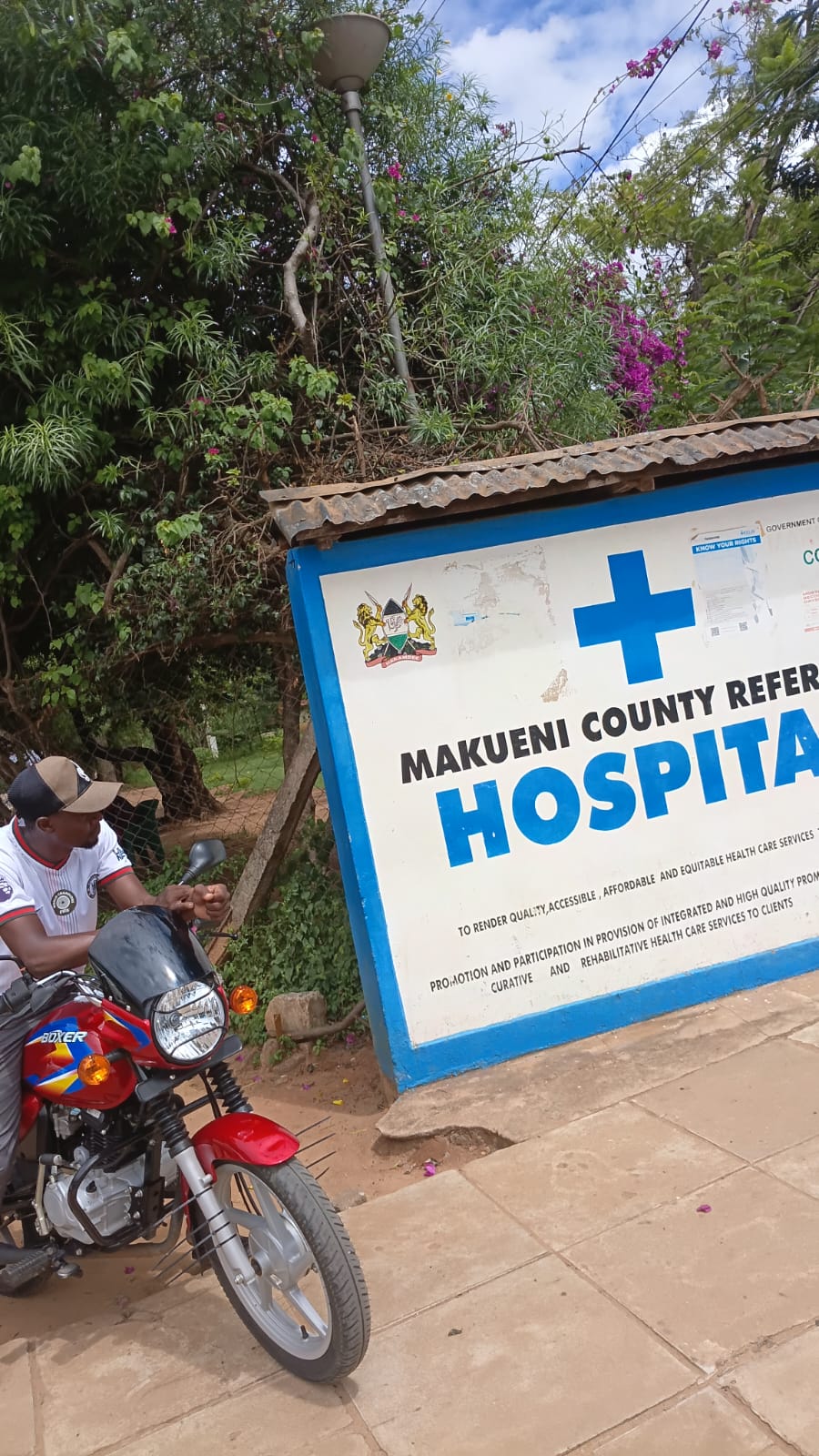 Makueni County Referral Hospital signage representing health facility partnerships