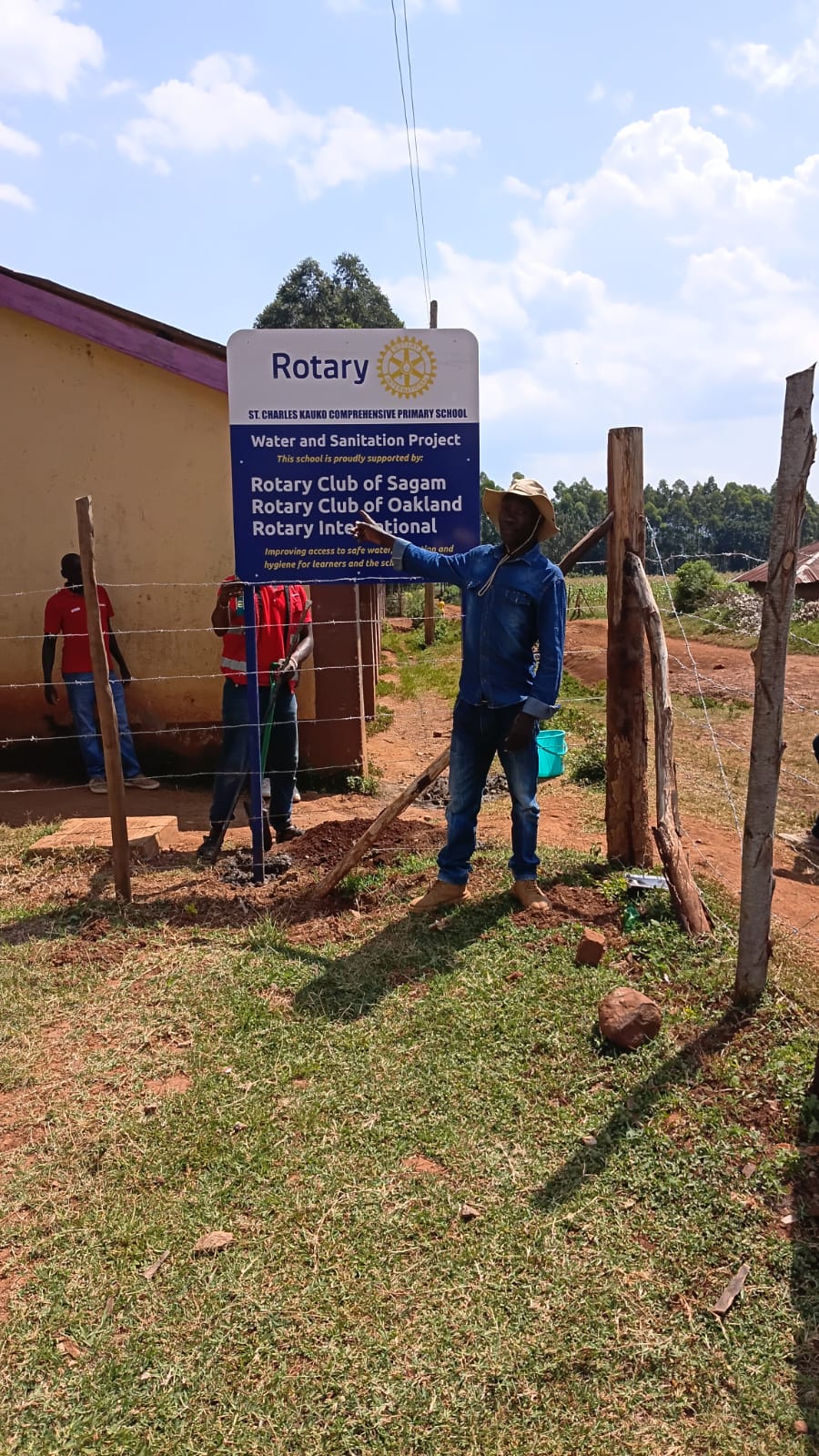 Completed sanitation project with signage